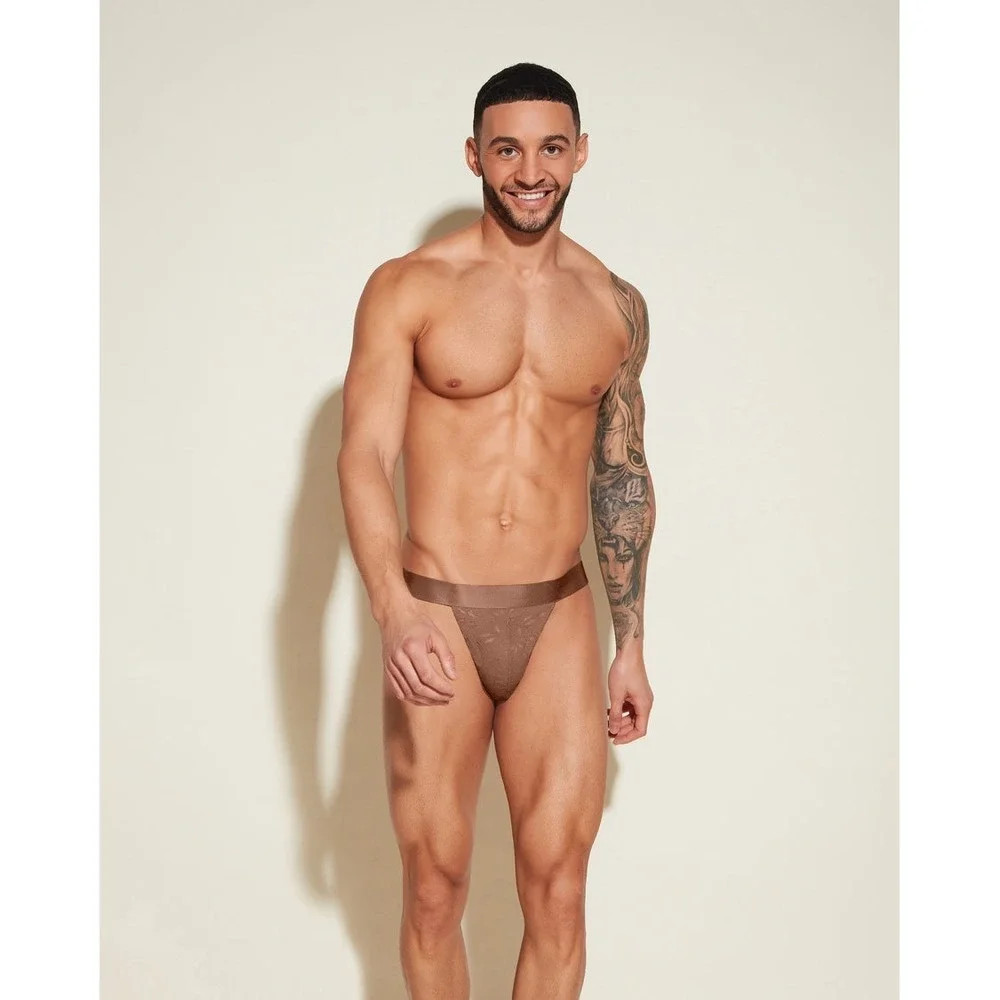 Cosabella Never Say Never Lace Men's Jock Strap DUE Taupe Size S New